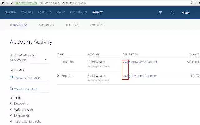 Betterment PDF to CSV exporter from Chrome web store to be run with OffiDocs Chromium online Betterment PDF to CSV exporter from Chrome web store to be run with OffiDocs Chromium online
