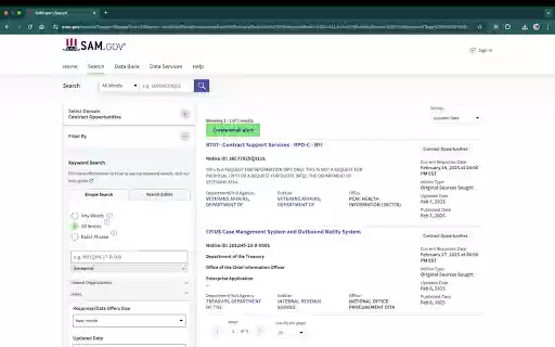 Better SAM.gov Saved Searches  from Chrome web store to be run with OffiDocs Chromium online