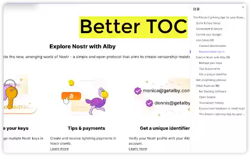 Better TOC  from Chrome web store to be run with OffiDocs Chromium online