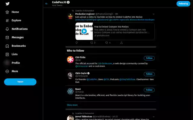 Better Twitter Experience  from Chrome web store to be run with OffiDocs Chromium online