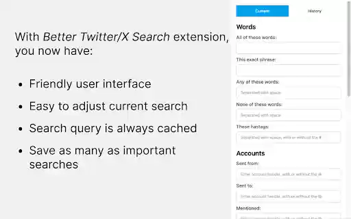 Better Twitter/X Search  from Chrome web store to be run with OffiDocs Chromium online