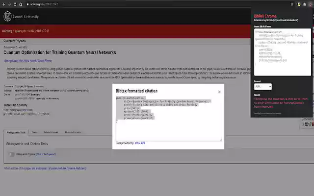 BibTeX Chrome  from Chrome web store to be run with OffiDocs Chromium online