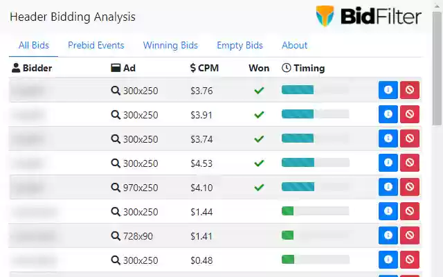 BidFilter Header Bidding Analysis from Chrome web store to be run with OffiDocs Chromium online BidFilter Header Bidding Analysis from Chrome web store to be run with OffiDocs Chromium online