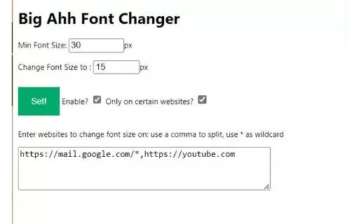 BigAhhFont Changer  from Chrome web store to be run with OffiDocs Chromium online