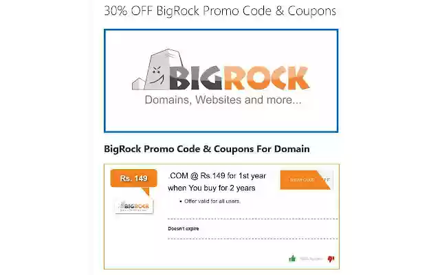 BigRock Promo Code  Coupons  from Chrome web store to be run with OffiDocs Chromium online