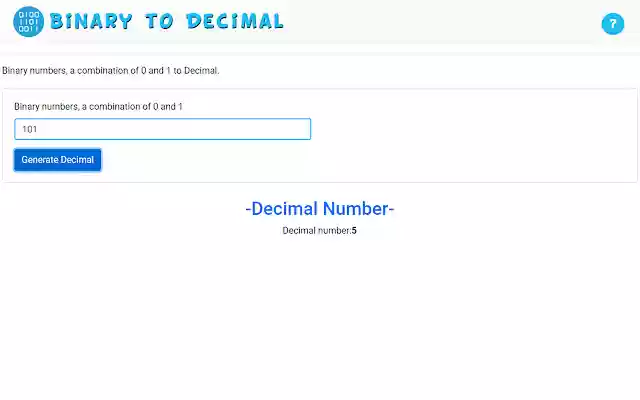 Binary To Decimal  from Chrome web store to be run with OffiDocs Chromium online