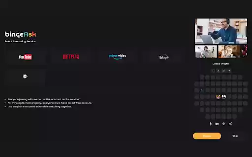 bingeAsk Watch Together  from Chrome web store to be run with OffiDocs Chromium online