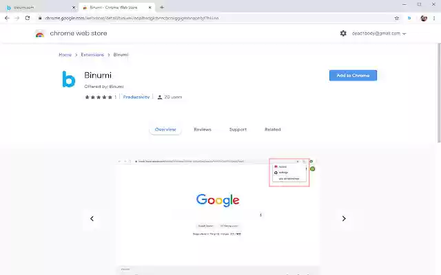 Binumi  from Chrome web store to be run with OffiDocs Chromium online