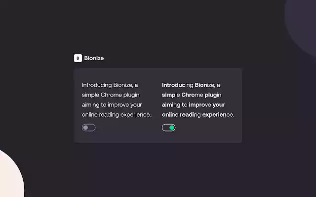 Bionize  from Chrome web store to be run with OffiDocs Chromium online