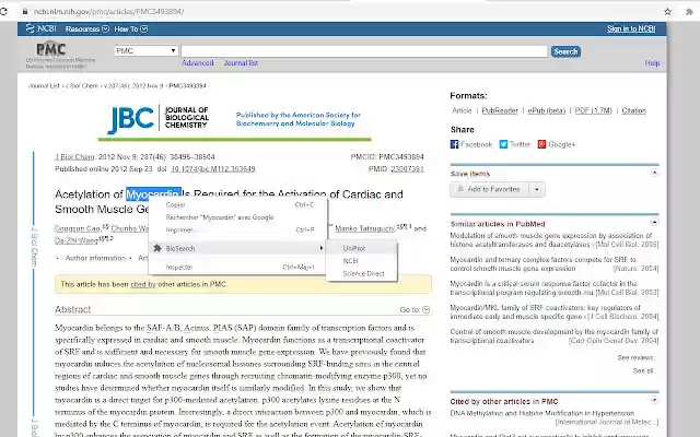 BioSearch  from Chrome web store to be run with OffiDocs Chromium online