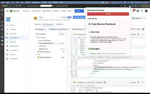 Bitbucket PR review  from Chrome web store to be run with OffiDocs Chromium online