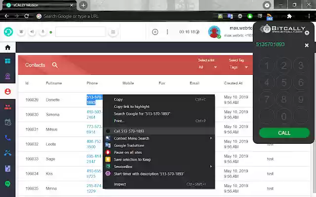 Bitcally  from Chrome web store to be run with OffiDocs Chromium online