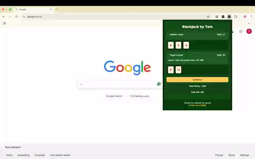 Blackjack By Tom  from Chrome web store to be run with OffiDocs Chromium online