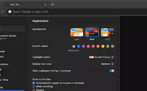 Blank New Tab Page Dark mode support  from Chrome web store to be run with OffiDocs Chromium online