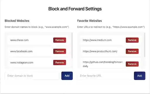 Block and Forward from Chrome web store to be run with OffiDocs Chromium online Block and Forward from Chrome web store to be run with OffiDocs Chromium online