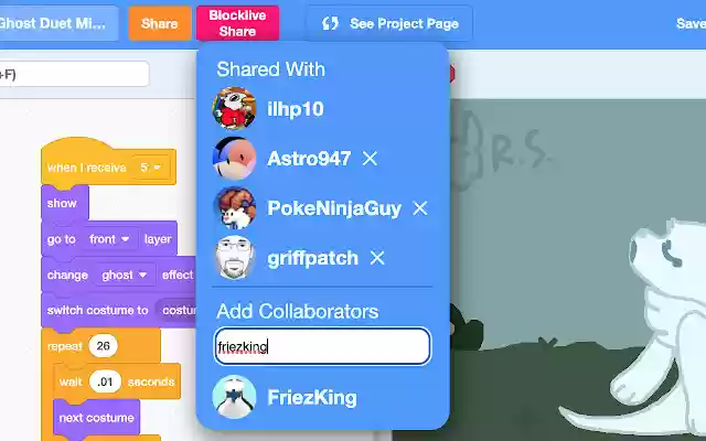 Blocklive: Scratch Realtime Collaboration מחנות האינטרנט של Chrome להפעלה עם OffiDocs Chromium מקוון