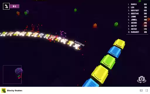 Blocky Snakes Eat candy and grow your snake in multiplayer fun!  from Chrome web store to be run with OffiDocs Chromium online