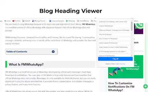 Blog Heading Viewer  from Chrome web store to be run with OffiDocs Chromium online