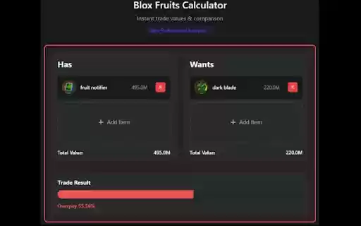 Blox Fruits Calculator  from Chrome web store to be run with OffiDocs Chromium online