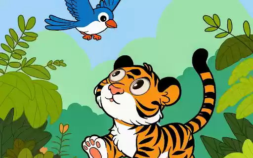 Blue bird and striped tiger  from Chrome web store to be run with OffiDocs Chromium online