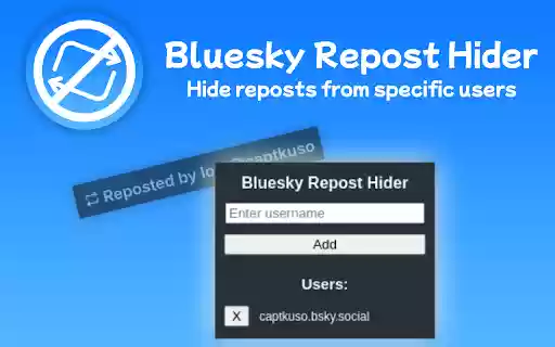 Bluesky Repost Hider  from Chrome web store to be run with OffiDocs Chromium online