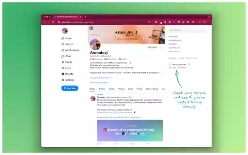 Bluesky Streak Tracker  from Chrome web store to be run with OffiDocs Chromium online
