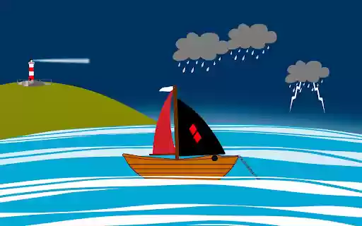 Boat lighthouse and lightning rain  from Chrome web store to be run with OffiDocs Chromium online