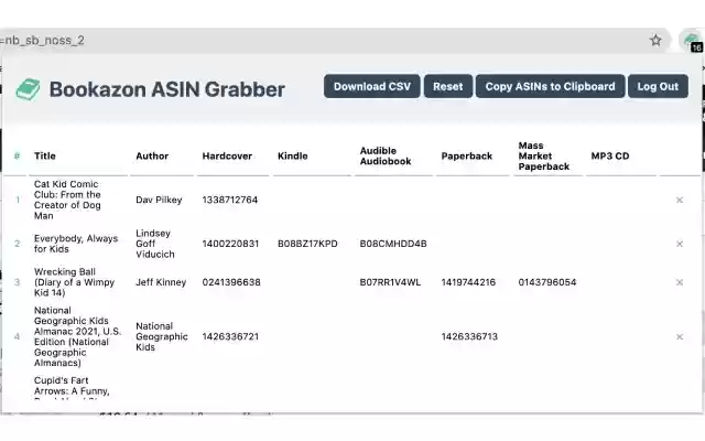 Bookazon Asin Grabber  from Chrome web store to be run with OffiDocs Chromium online