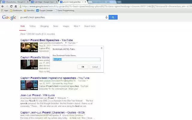 Bookmark All My Tabs  from Chrome web store to be run with OffiDocs Chromium online