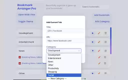 Bookmark Arranger Pro from Chrome web store to be run with OffiDocs Chromium online Bookmark Arranger Pro from Chrome web store to be run with OffiDocs Chromium online