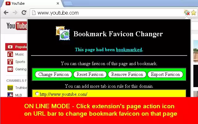 Bookmark Favicon Changer  from Chrome web store to be run with OffiDocs Chromium online