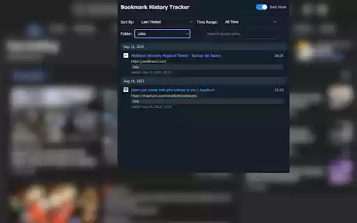 Bookmark History Tracker  from Chrome web store to be run with OffiDocs Chromium online