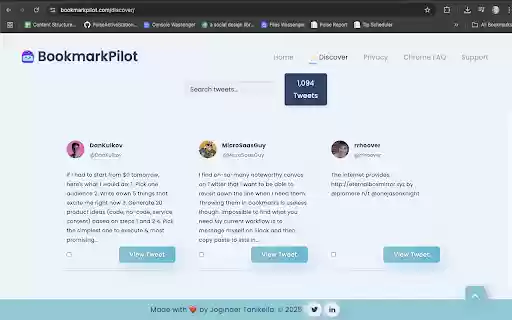 BookmarkPilot  from Chrome web store to be run with OffiDocs Chromium online