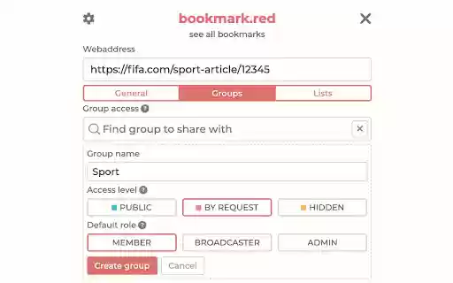 bookmark.red  from Chrome web store to be run with OffiDocs Chromium online