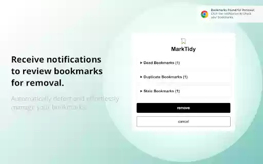Bookmarks Automatic Cleaner || MarkTidy  from Chrome web store to be run with OffiDocs Chromium online