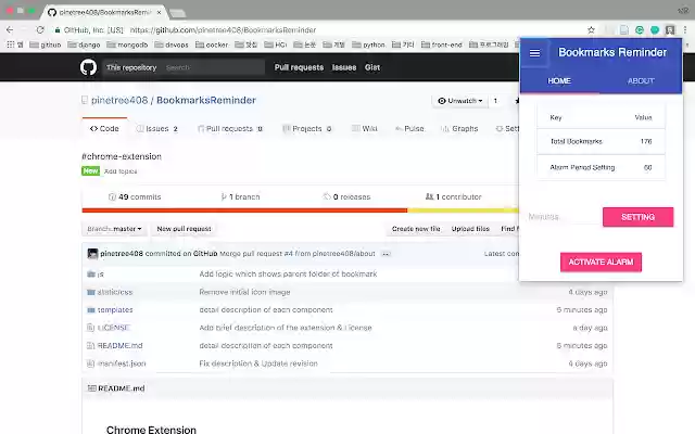 BookmarksReminder  from Chrome web store to be run with OffiDocs Chromium online