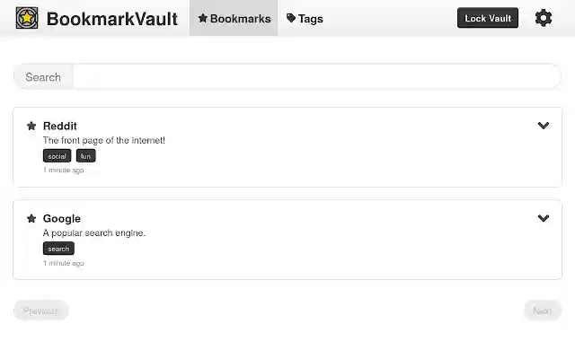 Bookmark Vault  from Chrome web store to be run with OffiDocs Chromium online