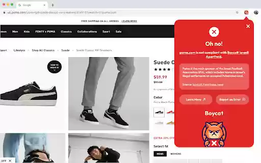 Boycat Extension  from Chrome web store to be run with OffiDocs Chromium online