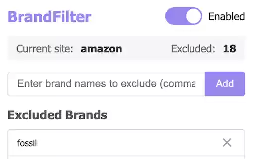 BrandFilter E commerce Brand Exclusion  from Chrome web store to be run with OffiDocs Chromium online