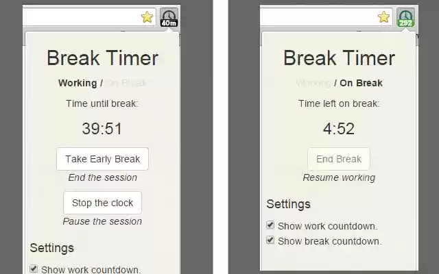 Break Timer from Chrome web store to be run with OffiDocs Chromium online Break Timer from Chrome web store to be run with OffiDocs Chromium online