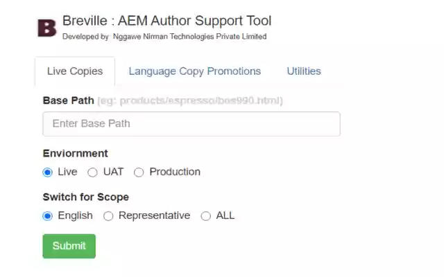 Breville AEM Author Support Tool  from Chrome web store to be run with OffiDocs Chromium online