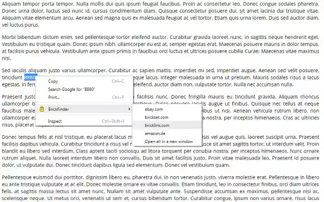 BrickFinder  from Chrome web store to be run with OffiDocs Chromium online