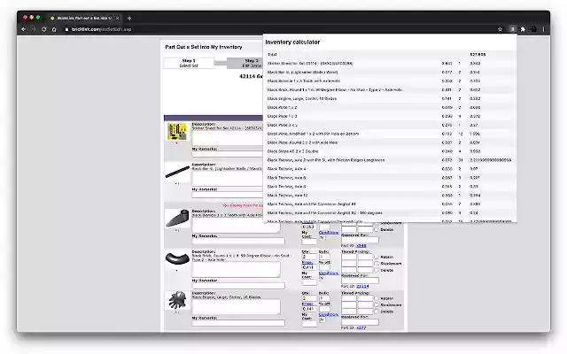 Bricklink inventory calculator  from Chrome web store to be run with OffiDocs Chromium online