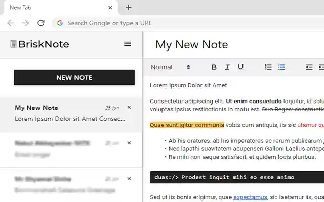 BriskNote: New Tab Notes that Sync with Phone  from Chrome web store to be run with OffiDocs Chromium online