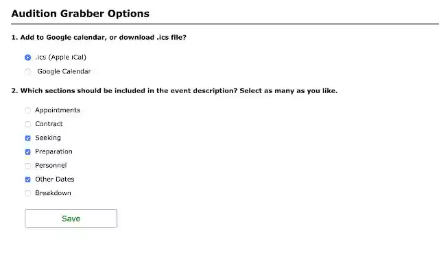 BroadwayWorld Audition Grabber  from Chrome web store to be run with OffiDocs Chromium online