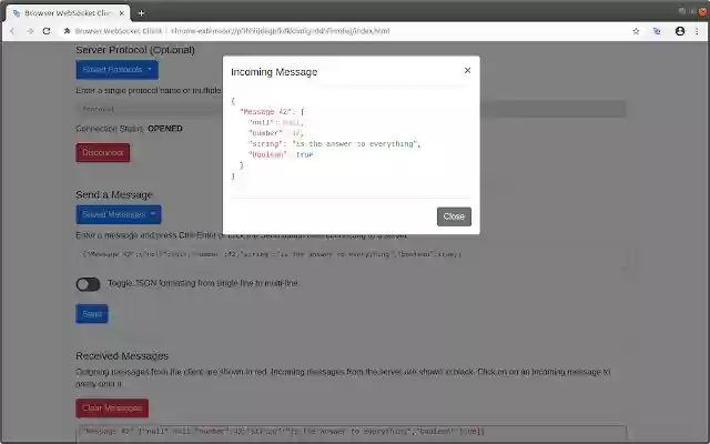 Browser WebSocket Client  from Chrome web store to be run with OffiDocs Chromium online