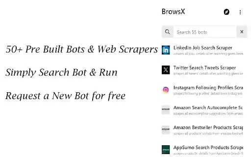 BrowsX Browser Apps to Automate  Scrape the Web  from Chrome web store to be run with OffiDocs Chromium online