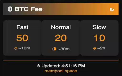 BTC Fee Estimator  from Chrome web store to be run with OffiDocs Chromium online