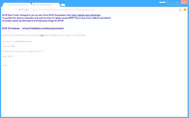 BTCP Ticker  from Chrome web store to be run with OffiDocs Chromium online