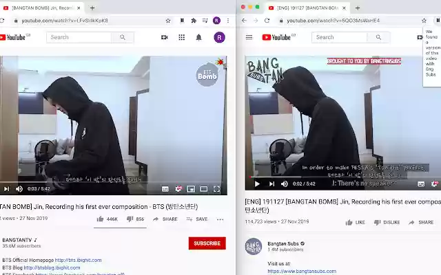 BTS Eng Sub Finder from Chrome web store to be run with OffiDocs Chromium online BTS Eng Sub Finder from Chrome web store to be run with OffiDocs Chromium online